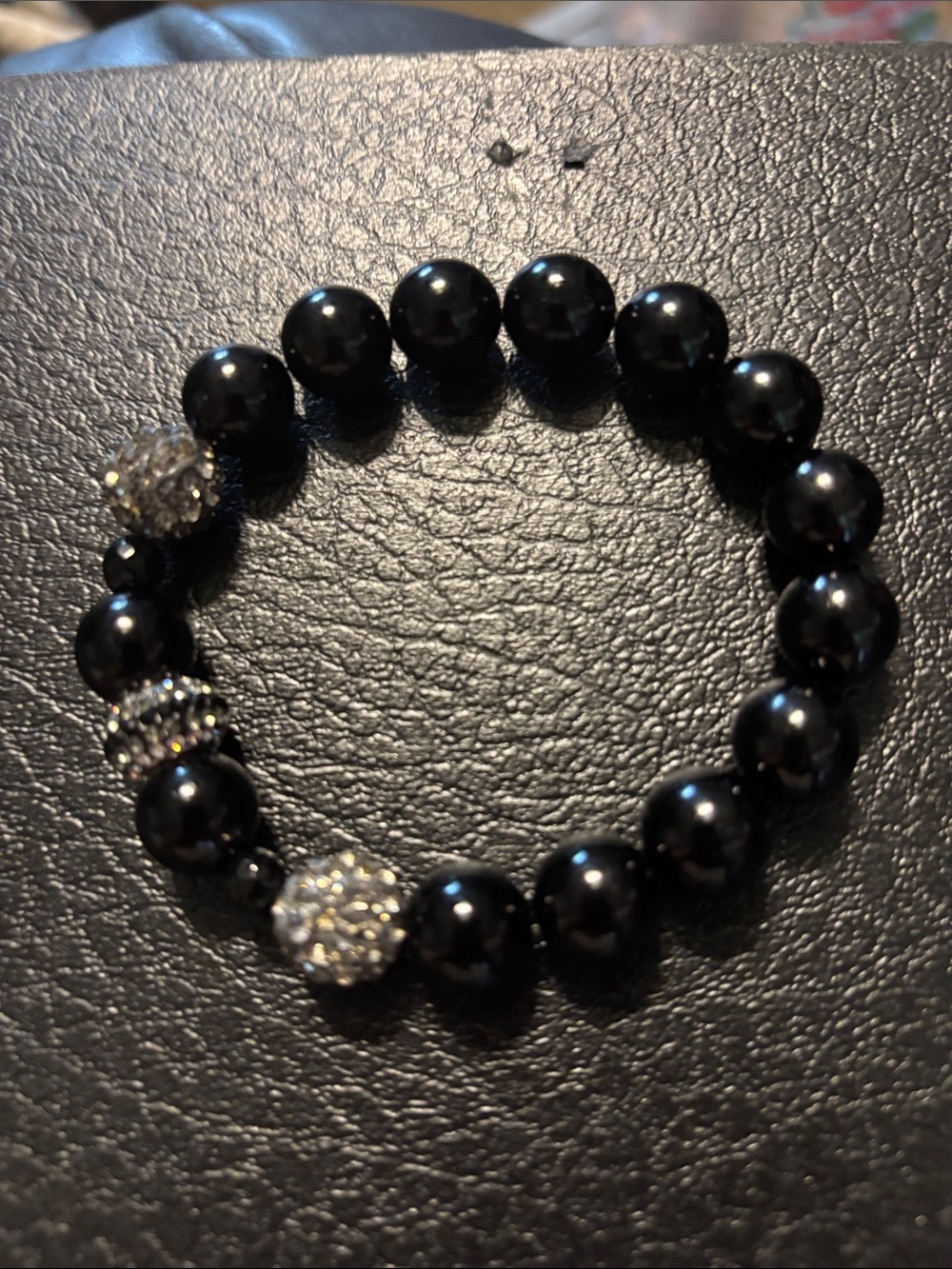 Black Beaded Stretch Bracelet with Sparkling Accent Beads nwot